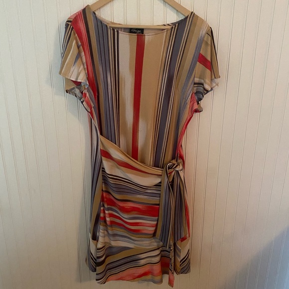ECI Dresses & Skirts - Multicolored Wrap Dress, Size Large